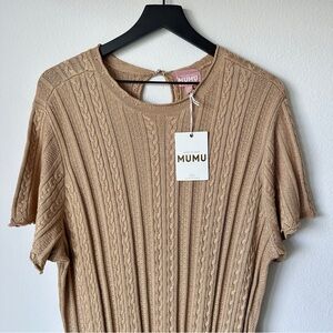$198 NWT Revolve Show Me Your MuMu Gold/Beige/Tan Shinner Knit Valleta Dress